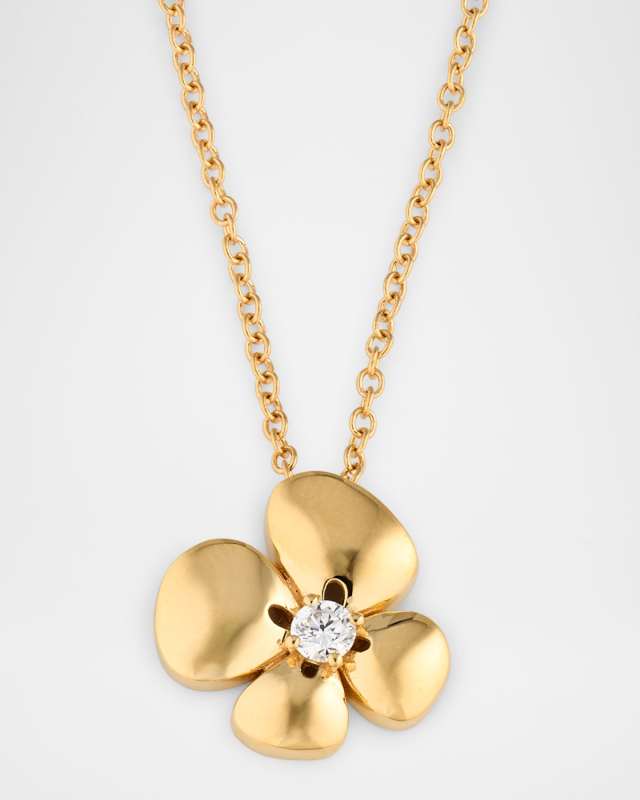 Ischia Pendant Necklace in 18K Yellow Gold with White Diamonds